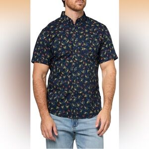 Eddie Bauer Mens Printed Baja Shirt Brook Fish Fishing Hook Polo Christmas Gift